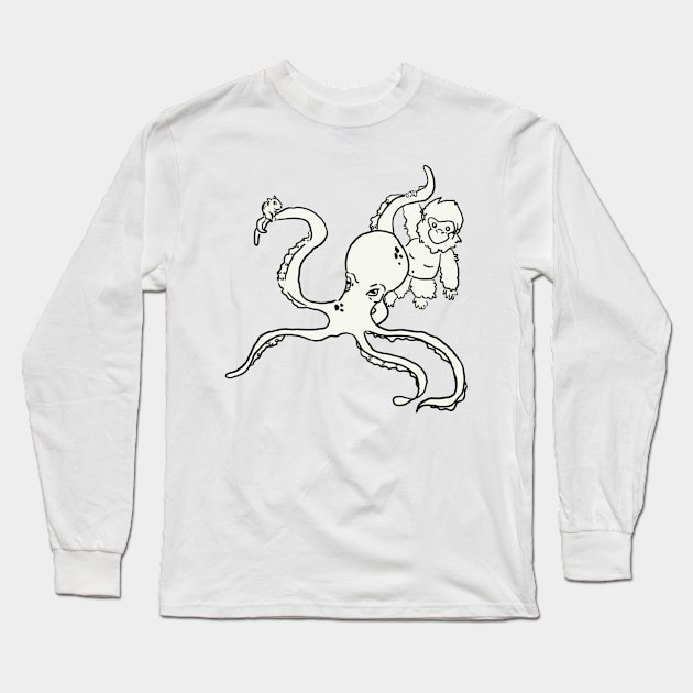 Octopus ,Gorilla and a Squirrel Long Sleeve T-Shirt by Make_them_rawr